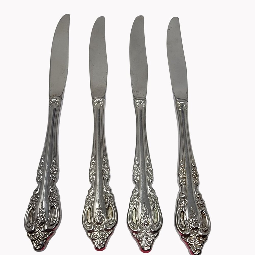 Oneida Brahms Stainless Steel Flatware Knives Set Of 4 Ornate Design